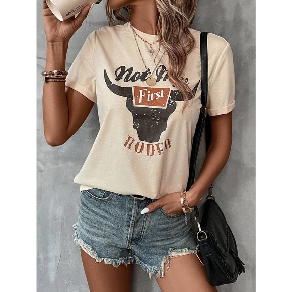 WILA Tops - nashville bullhead not my first rodeo Graphic Tee shirt